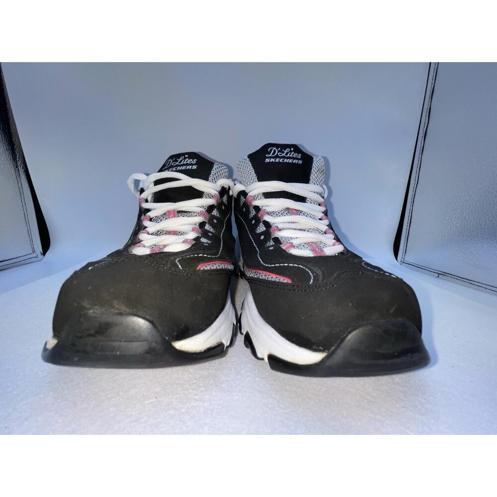 Skechers D’lites Women's Size 9 Memory Black & Pink Suede Sneakers Y2K - Picture 2 of 11